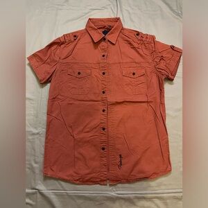 LeShop orange button down shirt Size XXL